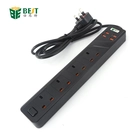 China BKL-03 UK standard plug 4 gang power socket with 4 way USB british standard extension power socket manufacturer