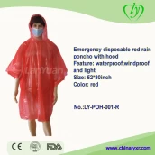 China Emergency Disposable Red Rain Poncho with Hood - COPY - 29jpdj manufacturer