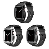 China CBIW542 Replacement Silicone Watch Wrist Strap Band For Apple Watch 44mm 45mm With Metal Protective Case manufacturer