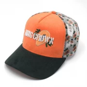 aungcrown徽标5面板绒面革印花网眼卡车司机帽子