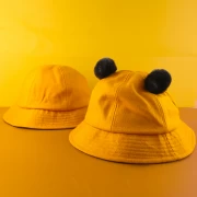 plain no logo yellow suede bucket hats deaign logo