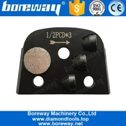China Single Round Segment And Three Half PCD Diamond Pad Concrete Terrazzo Floor Tools With Three Connection Hole manufacturer