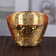 China Cheap glass bowl shaped golden votive candle holder wholesale manufacturer