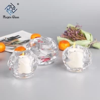 中国 中国ボール型ガラス燭台サプライヤー、卸売透明クリスタルキャンドルホルダー メーカー