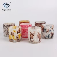 China Gold rim candle holder decorative marble tealight holders wholesale manufacturer
