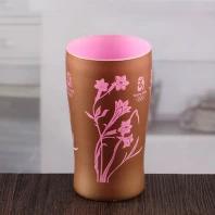 중국 새로운 디자인 벽 장식 캔들 홀더 분홍색 유리 캔들 홀더 도매 제조업체