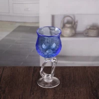China Castiçal de vela de cálice bonito castiçal de vidro azul atacado fabricante