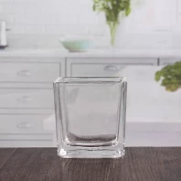 China Small clear glass tealight holders square glass candle holders wholesale manufacturer
