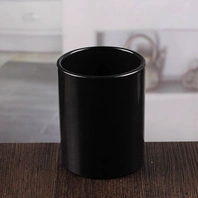 China Wholesale 4 inch black glass candle jars glass candle holders in bulk manufacturer