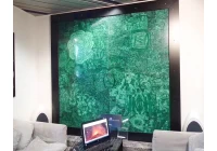 What are the feature of the semi-precious stone background wall?