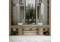 الحمام الفاخر الأبيض العقيق حجر الغرور كونترتوب