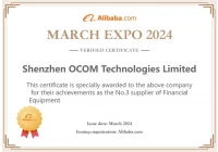 China OCOM Geëerd als derde plaatsleverancier van financiële apparatuur op Alibaba's Procurement Festival in maart 2024 fabrikant