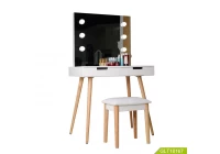 Chine Table de maquillage en bois miroir avec lumière LED avec adaptateur et charge USB fabricant