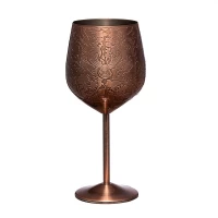 The Pinnacle Of Taste! Etched Stainless Steel Baroque Style Wine Glass