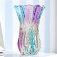 Китай 31 см высотой цветной дома украшают стеклянную вазу оптом производителя