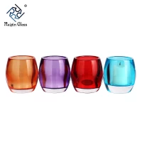 China Classical colored glass Iron candle holders for Wedding decoration manufacturer