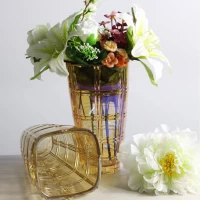 China Golden and gray living room decorate glass vase wholesale manufacturer