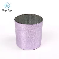 China Granule Electroplate Spray 15 OZ Purple Glass Candle Container Factory manufacturer