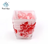 China Pattern Square Glass 10OZ Candle Holder Manufacturer manufacturer