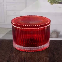 China Castiçal redondo vermelho grande base de vela base de vidro fabricante