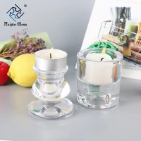 China Small glass candle holder cheap thick candlestick wholesale manufacturer