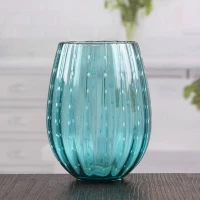 China Striped turquoise candle holders cheap candle sticks holder wholesale manufacturer
