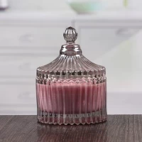 China Wholesale striped candle holder centerpieces grey candle holders with dome lids manufacturer