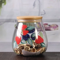 China 700 ml Dichtung handgemalte Gläser mit Bambusdeckel Großhandel Hersteller