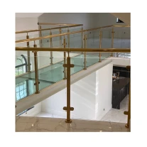 China Custom Stainless Steel Gold Finish Post Glass Railing Modern Indoor Staircase SS304 SS316 Railing manufacturer