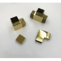 China 8K Mirror Polished Gold Stainless Steel 3 Way 40mm 50mm Square Tube Connector for Handrail Balustrade manufacturer