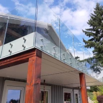 China Balcony Standoff Bracket Frameless Tempered Glass Railing manufacturer