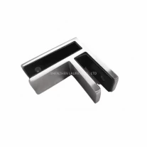China Brushed Satin Chrome Square 90 Degree Glass-to-Glass Clamp manufacturer