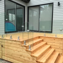 China Duplex 2205 stainless steel outdoor stair railing glass spigot clamp manufacturer