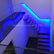 China Glass railing stainless steel handrail with LED lighting manufacturer