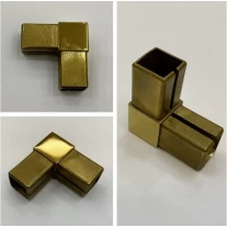 China Luxury gold surface stainless steel square tube connetor for 25×25mm tube manufacturer