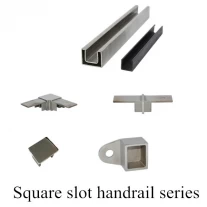 China Mini type fashionable design  square 316 stainless steel 25*21mm slotted handrail for glass baulstrade manufacturer
