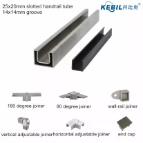 China Stainless Steel 21x25mm Slotted Handrails Glass Handrail Holder Balcony Handrail Railing manufacturer