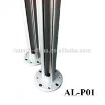 China dia50mm*3mm thickness round aluminum T6063,T5 handrail post with powder coating for 1/2" glass railing manufacturer