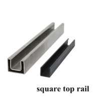 Chine square slotted top rail for 12mm glass balcony railing fabricant