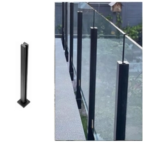 China Poste de balaustrada de vidro ranhurado em aço inoxidável preto em formato redondo ou quadrado para grades de vidro fabricante