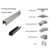China SS316L square 25x20mm, 8K polished slimline handrail and fittings manufacturer