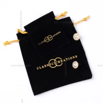China black custom velvet pouch with yellow drawstring manufacturer