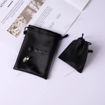 China Cool Black Pu leather pouch in perfect debossed finished manufacturer