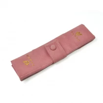 porcelana Pink Microfiber Fouch Jewelry Packaging Roll Snap Bols China Proveedor fabricante