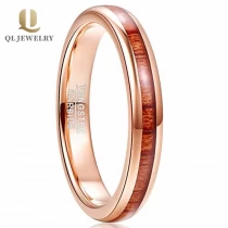 Cina Comfort Anello di carburo di tungsteno in oro rosa 4mm con intarsio in legno fornitore della Cina. produttore