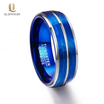 China Popular 6mm Domed Step and Beveled Edges Blue Plating Tungsten Carbide Ring China Supplier manufacturer