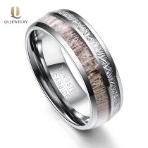 Cina Banda di nozze del tungsteno di 8mm su misura all'ingrosso straordinaria con intarsio di antler e meteorite produttore