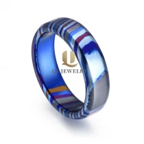 China Unique Tricolors Zircuti Ring Timascus Ring Wedding Bands China Supplier  manufacturer
