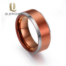 China 8mm Polished Shiny Red Tungsten Carbide Ring Beveled Edges Red Tungsten Wedding Bands manufacturer