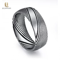 China Cheap Price 8mm domed black damascus steel wedding band  manufacturer